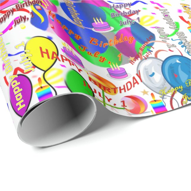 July, 1 Birthday Gift Wrapping Paper (Roll Corner)