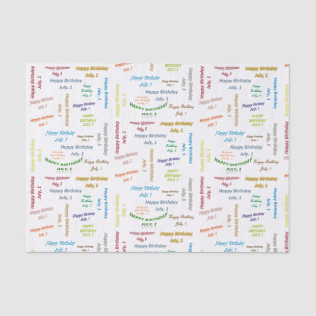 July, 1 Birthday Tissue Paper (Front)