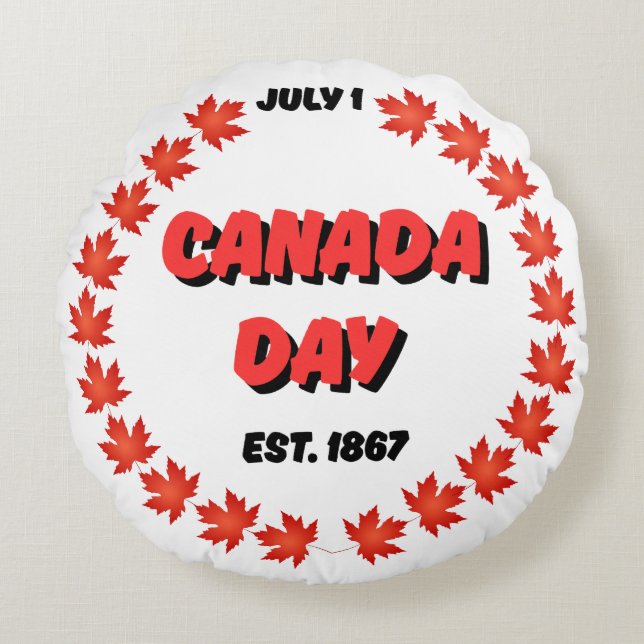 July 1 Canada Day Est. 1867 Round Pillow (Front)