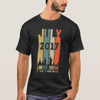 July 2017 4 Birthday 4 Year Old 2017 Birthday Vint T-Shirt
