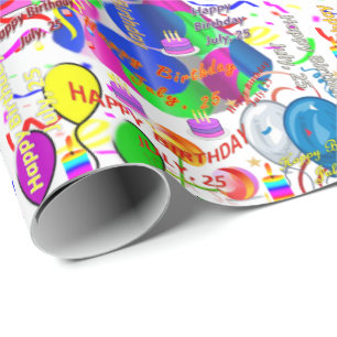 July, 25 Birthday Gift Wrapping Paper