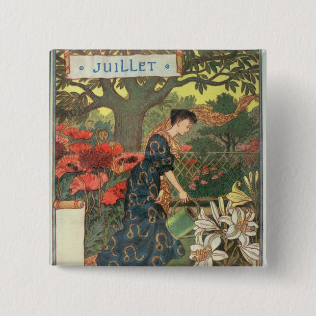 July 2 Inch Square Button (Front)