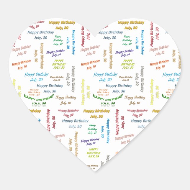 July, 30 Birthday Sticker (Front)