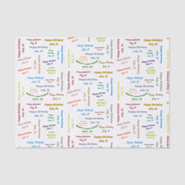 July, 31 Birthday Tissue Paper (Front)