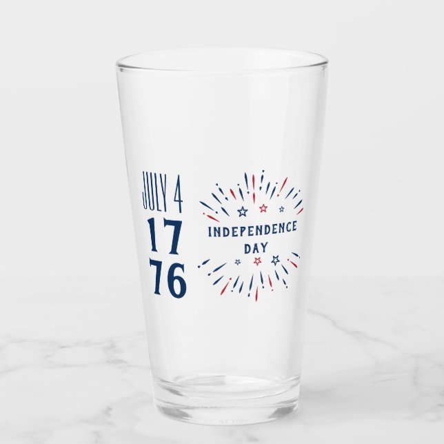 July 4 1776 America Fireworks USA Independence Day Glass (Front)