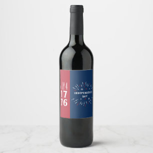 July 4 1776 America USA Independence Day Fireworks Wine Label