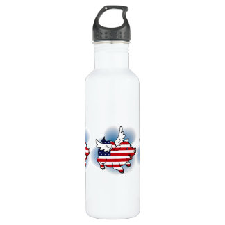 July 4 - 4th of July Patriotic Flying Pig(s) 710 Ml Water Bottle