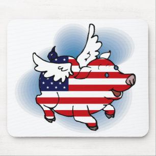 July 4 - 4th of July Patriotic Flying Pig(s) Mouse Pad