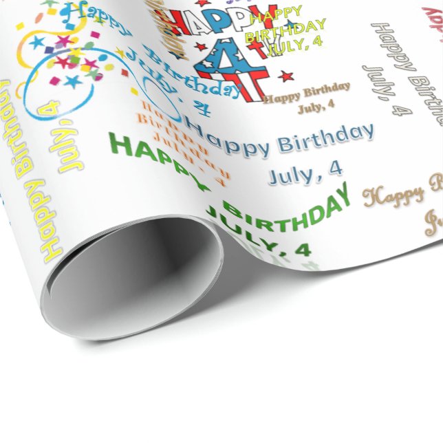 July, 4 Birthday Gift Wrapping Paper (Roll Corner)