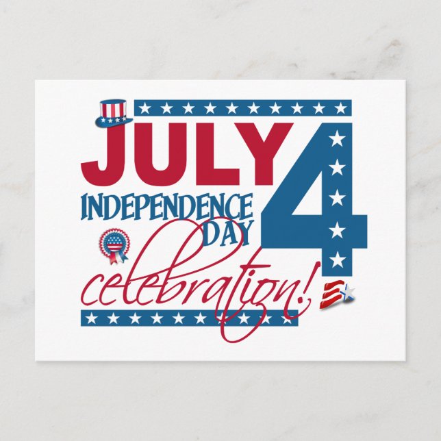 JULY 4 Celebration postcard, customize Postcard (Front)