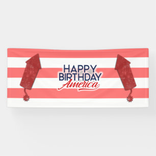 July 4 Happy Birthday America Banner