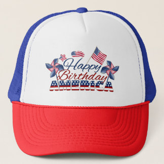 July 4 Independence Day, Happy Birthday America Trucker Hat