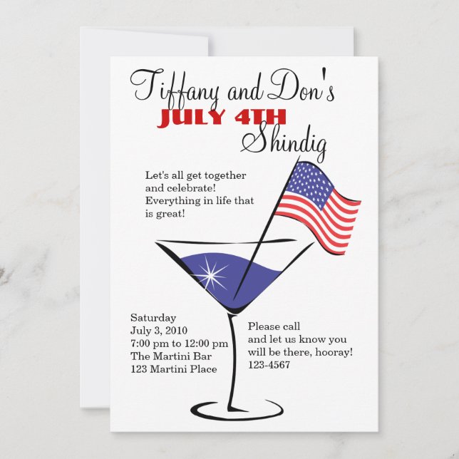 July 4 Martini Shindig! Invitation (Front)