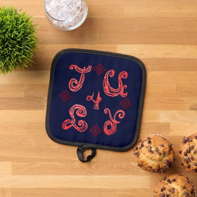 July 4 Sparkling Fabric Font Pot Holder (Top Down)