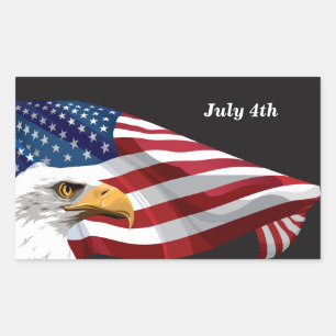 July 4th American Flag and Eagle Sticker