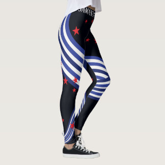 July 4th American Stars Crossed Waves Swirling Leggings