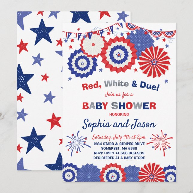 July 4th Baby Shower Invitation 4th of July Shower (Front/Back)