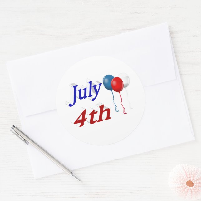 July 4th Balloons Classic Round Sticker (Envelope)
