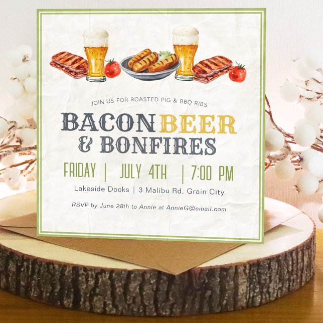 July 4th BBQ Beer Bonfires Holiday Party Invitation (Creator Uploaded)