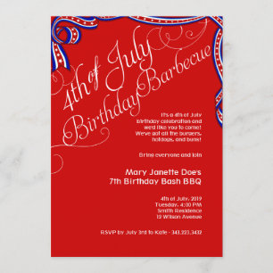 July 4th BBQ Birthday Invitation