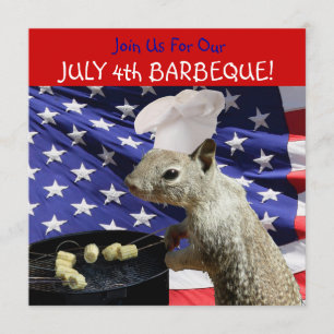 July 4th BBQin Squirrel Invitations