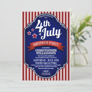 July 4th Birthday Party Invitations
