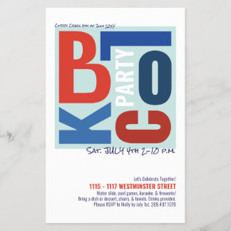 July 4th Block Fest Retro Type Neighbourhood Party Flyer