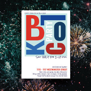 July 4th Block Fest Retro Type Neighbourhood Party Invitation