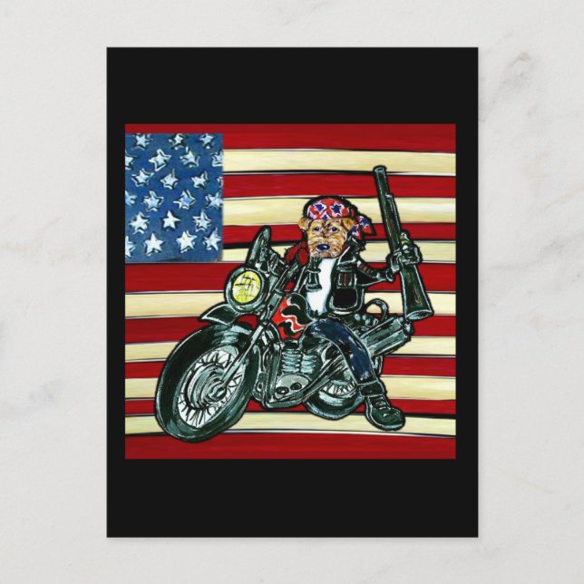 July 4th- Born to be Wild Airedale Postcard (Front)