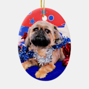 July 4th - Brussels Griffon - Oliver Ceramic Ornament
