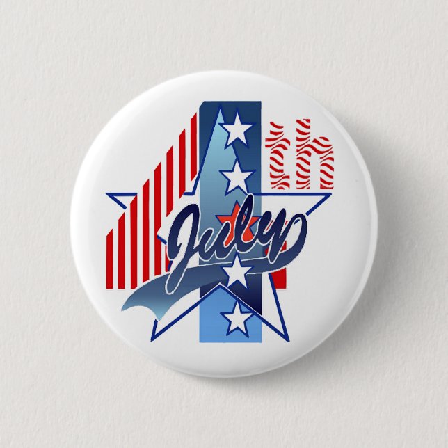 JULY 4th by SHARON SHARPE 2 Inch Round Button (Front)