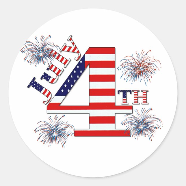 July 4th classic round sticker (Front)
