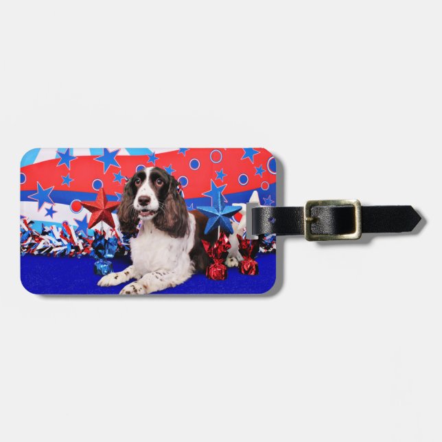 July 4th - English Springer Spaniel - Chloe Luggage Tag (Front Horizontal)