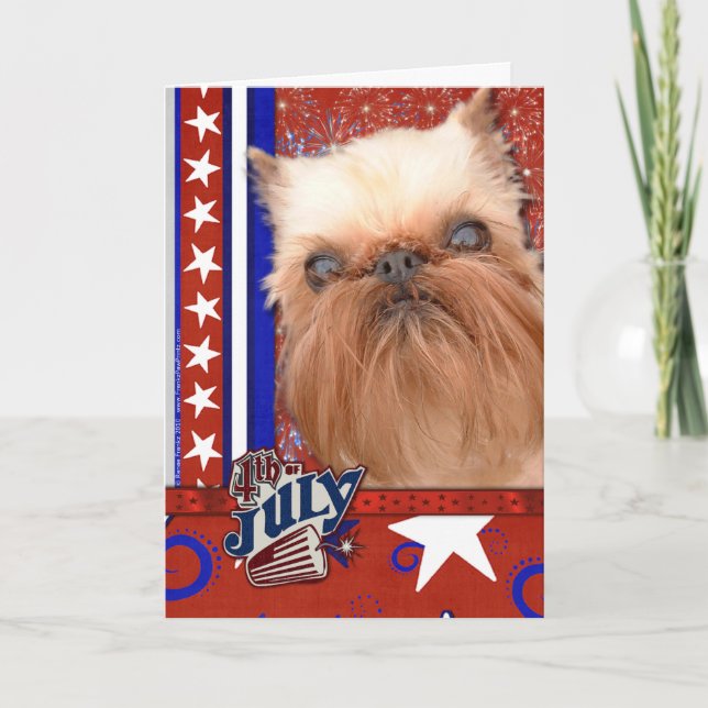 July 4th Firecracker - Brussels Griffon Card (Front)