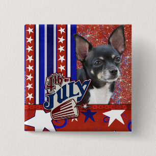 July 4th Firecracker - Chihuahua 2 Inch Square Button