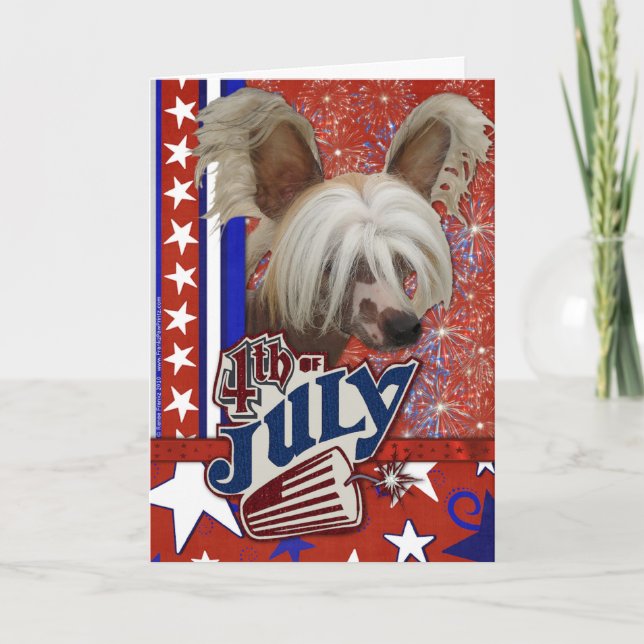 July 4th Firecracker - Chinese Crested Card (Front)