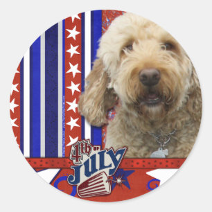 July 4th Firecracker - GoldenDoodle Classic Round Sticker