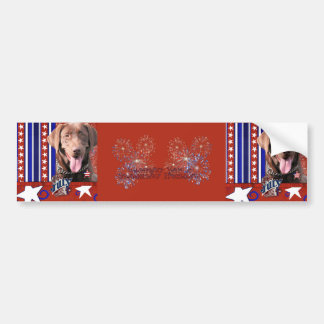 July 4th Firecracker - Labrador - Chocolate Bumper Sticker