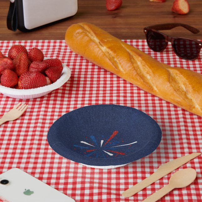 July 4th Fireworks Glitter Paper Plate (Picnic)