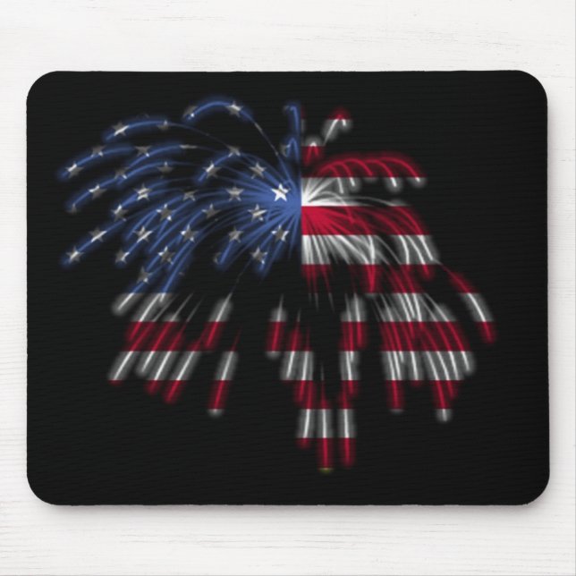 July 4th Fireworks & the American Flag in Lights Mouse Pad (Front)