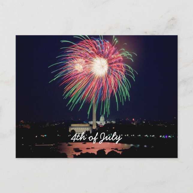 July 4th Fireworks, Washington DC Postcard (Front)