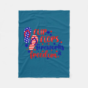 July 4th flip flops fireworks & freedom fleece blanket