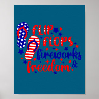 July 4th flip flops fireworks & freedom poster