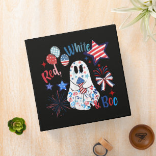 July 4th Ghost Red White Boo Patriotic Halloween Binder