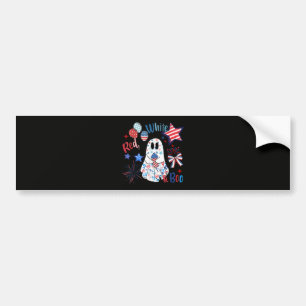 July 4th Ghost Red White Boo Patriotic Halloween Bumper Sticker