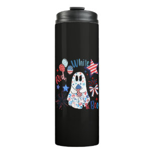 July 4th Ghost Red White Boo Patriotic Halloween Thermal Tumbler