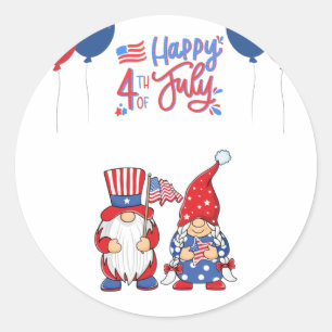 July 4th gnomes T-Shirt Classic Round Sticker