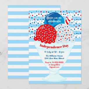 July 4th Ice Cream Party Invitation