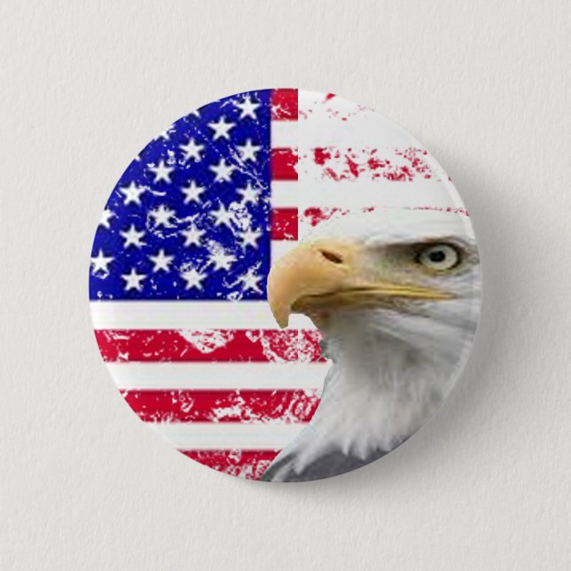 july 4th Independence day bald eagle american flag 2 Inch Round Button (Front)