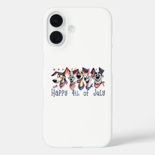July 4th. Independence Day. Funny Dogs iPhone 16 Case